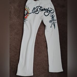 Ed Hardy White Graphic Sweatpants
